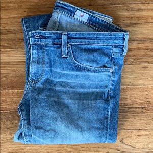 AG “The Silt” Cigarette Leg distressed jeans.